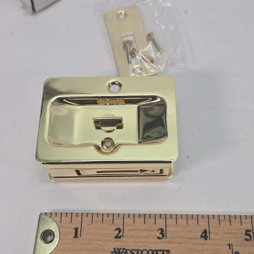 Hardware 1701BPS-BC Onward Pocket Door Pull Privacy Lock 3 1/4 in 82 mm Brass